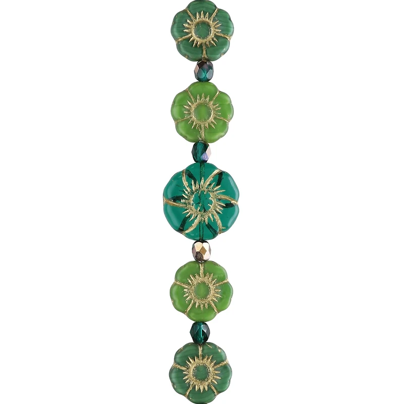Green Hibiscus Czech Glass Flower Bead Mix by Bead Landing™