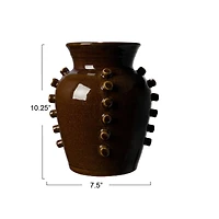 Hello Honey® 10.25" Brown Terra Cotta Vase with Hobnails