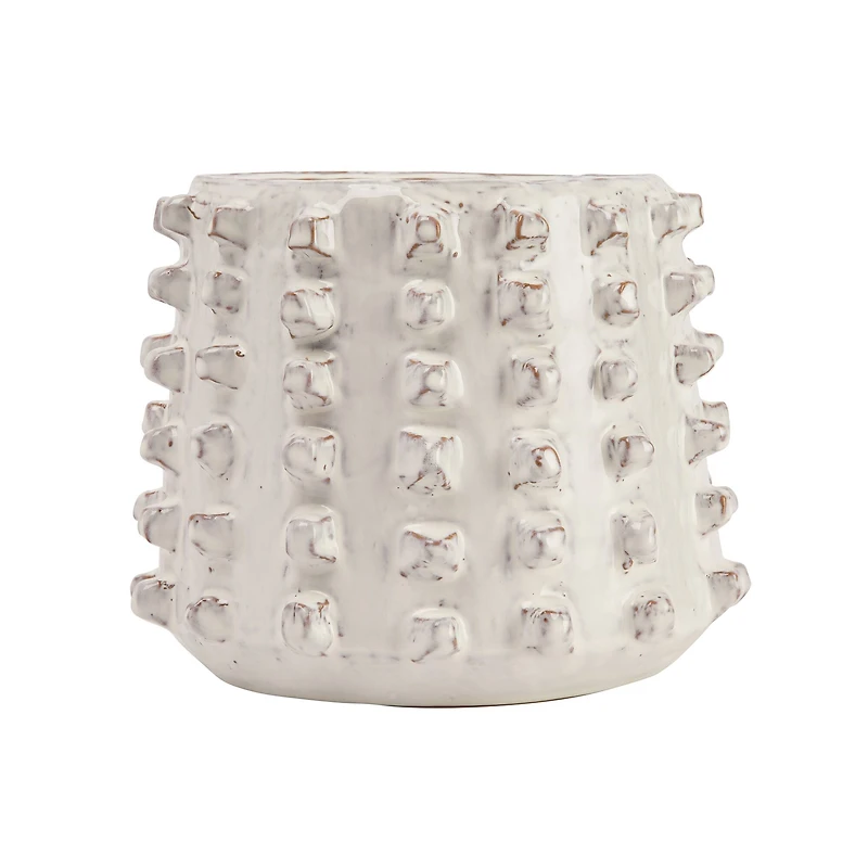 Hello Honey® 11" Ivory Stoneware Sculptural Planter with Raised Dots