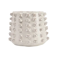 Hello Honey® 11" Ivory Stoneware Sculptural Planter with Raised Dots