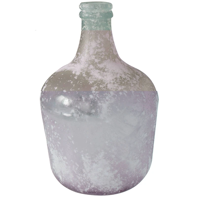 17" Frosted Spanish Bottle Recycled Glass Vase