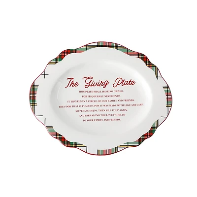 14.25" Green & Red Plaid Ceramic Giving Plate by Ashland®