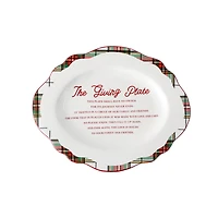 14.25" Green & Red Plaid Ceramic Giving Plate by Ashland®
