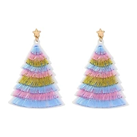 Blue, Pink & Gold Tassel Tree Earrings by Celebrate It™