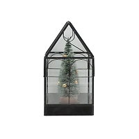 Black Christmas Tree Greenhouse LED Lighted Lantern by Ashland®