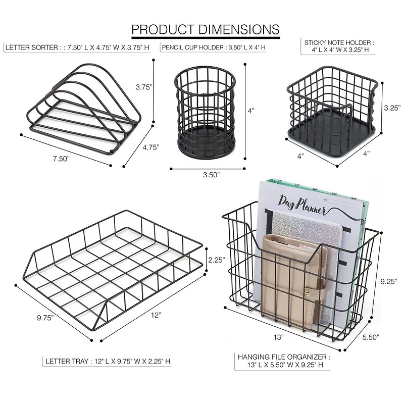 Sorbus 5-Piece Desk Organizer Set for Home & Office