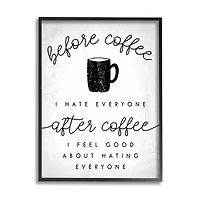 Stupell Industries Before Coffee After Coffee Wall Art in Black Frame