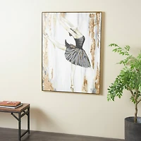 Gold Canvas Dancer Ballet Living Room Framed Wall Art with Black and Gold Foil Accents