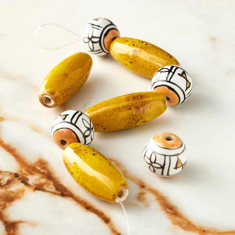 Yellow & White Ceramic Bead Mix by Bead Landing™