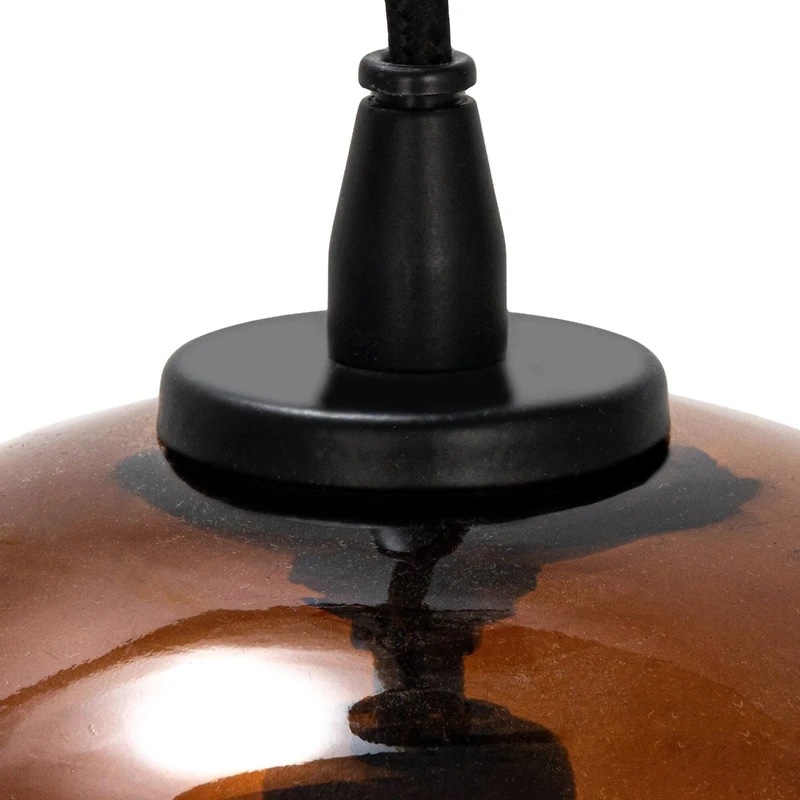 Hello Honey® 8.25" Amber Round Glass & Metal Pendant Lamp with Hardwire