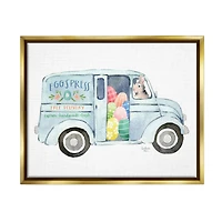 Stupell Industries Patterned Easter Eggs Truck Holiday Bunny Painting Floater Framed Art