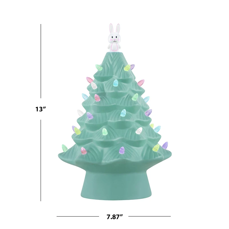 Mr. Cottontail Teal 13" Ceramic Easter Bunny Tree