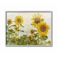 Stupell Industries Sunflower Garden Farm Burlap Wall Art in Gray Frame