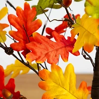 4ft. Pre-Lit Autumn Maple Artificial Fall Tree with Pinecones, Acorns and 60 Warm White LED Lights