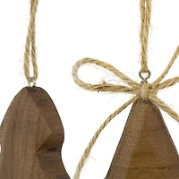 Tree and Star Wooden Christmas Ornaments - 5" - Brown - Set of 2