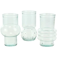 Clear Small Bubble Ribbed Recycled Glass Vase Set