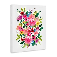 Stupell Industries Floral Best Mom Ever Canvas Wall Art