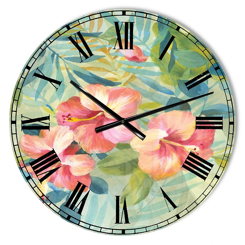 Designart Hibiscus Garden III Farmhouse Wall Clock