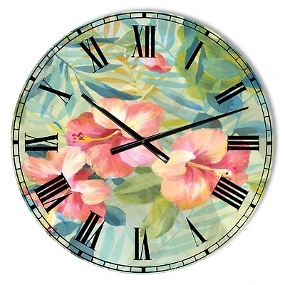 Designart Hibiscus Garden III Farmhouse Wall Clock