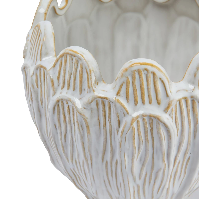 Hello Honey® 8" Ivory Stoneware Flower Shaped Planter