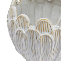 Hello Honey® 8" Ivory Stoneware Flower Shaped Planter