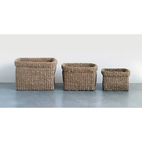 Hello Honey® Square Natural Woven Seagrass Baskets Set