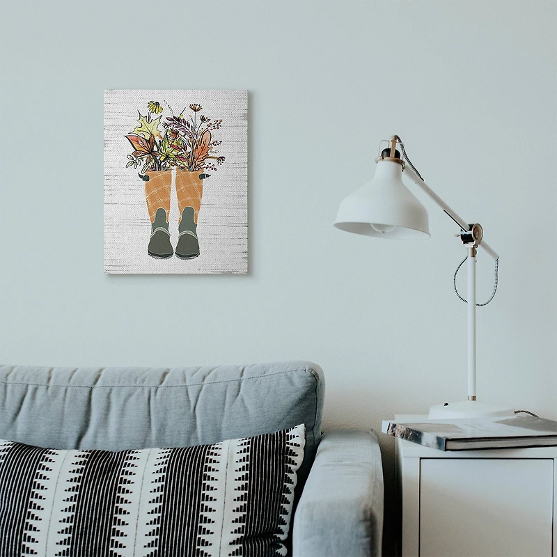 Stupell Industries Fall Foliage in Boots Canvas Wall Art