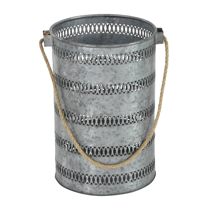 Gray Metal Coastal Lantern Set
