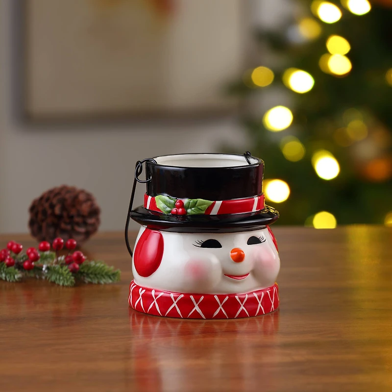 5" Snowman Nostalgic Ceramic Container