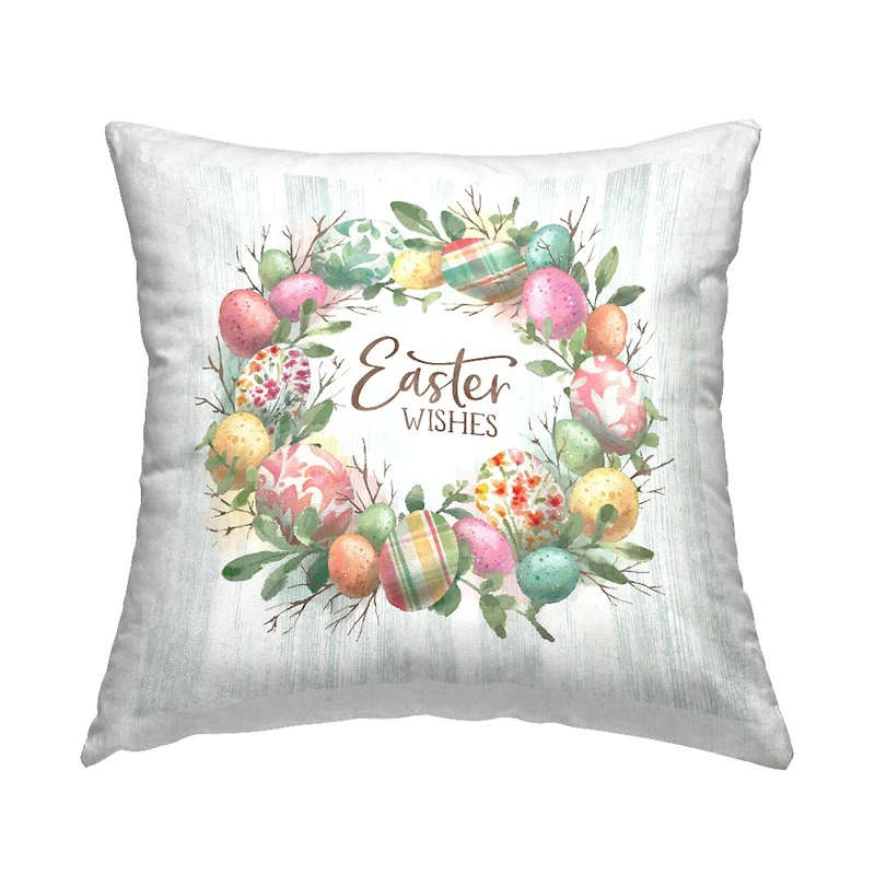 Stupell Industries Easter Wishes Wreath Decorative Printed Throw Pillow