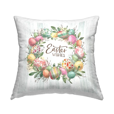 Stupell Industries Easter Wishes Wreath Decorative Printed Throw Pillow