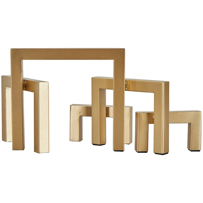 13" Gold Metal Geometric Abstract Square Arched Sculpture