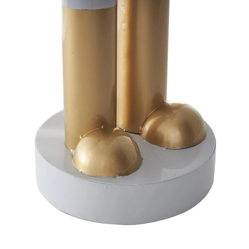 46.5" Gold & Silver Metal Standing Nutcracker Sculpture