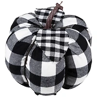 6.25" Black & White Buffalo Check Pumpkin Tabletop Décor