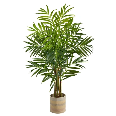 8ft. King Palm Artificial Tree in Handmade Natural Cotton Multicolored Woven Planter