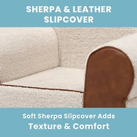 Deluxe Cozee Sherpa Chair With Brown Leather