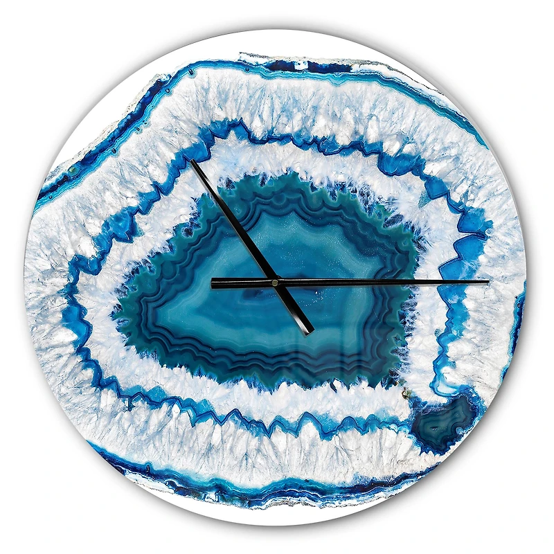 Designart 'Blue Agate Crystal Modern Wall Clock