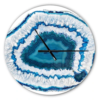 Designart 'Blue Agate Crystal Modern Wall Clock