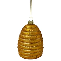 3.5" Gold Holiday Collections Glass Beehive Christmas Ornament