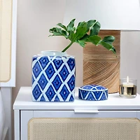 Hello Honey® 8.5" Blue and White Decorative Ginger Jar