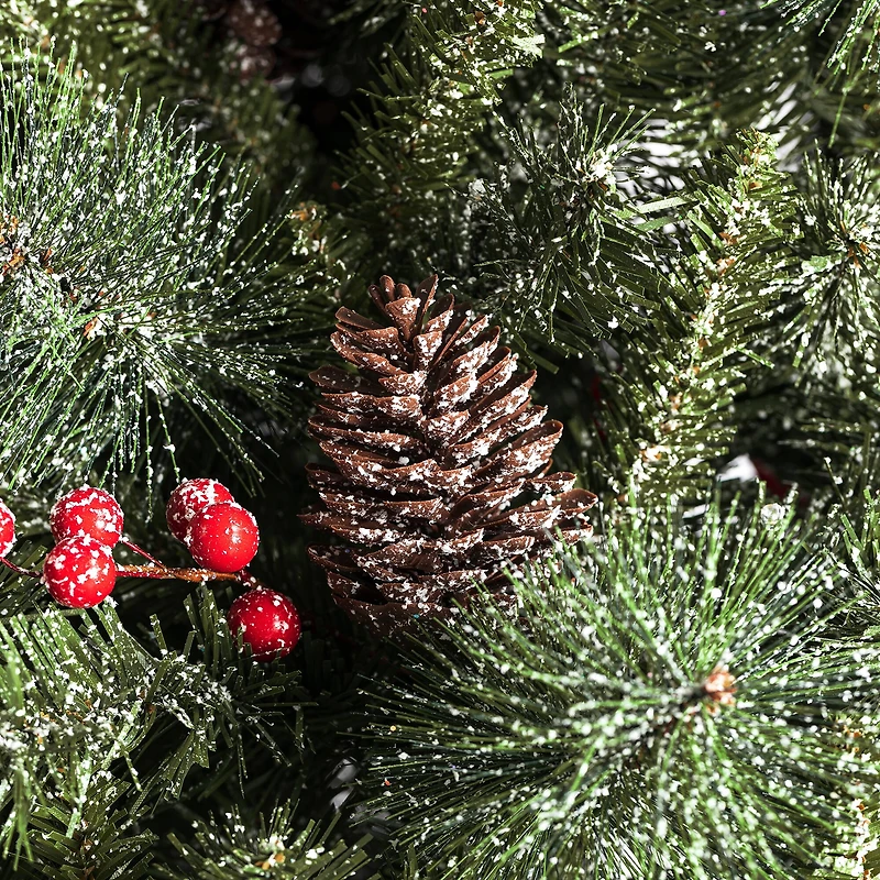 6ft. Pre-Lit Frosted Pinecones & Red Berries Artificial Christmas Porch Tree, Warm White LED Lights