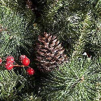 6ft. Pre-Lit Frosted Pinecones & Red Berries Artificial Christmas Porch Tree, Warm White LED Lights