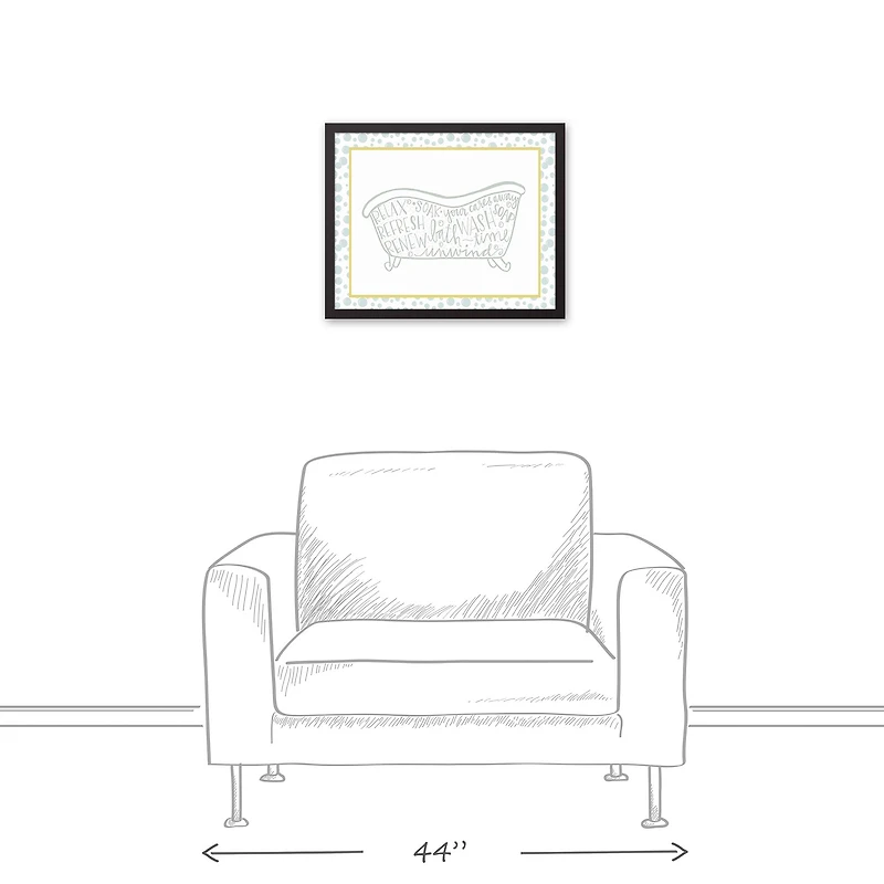 Bath Time Words 21.73" x 17.73" Black Framed Canvas