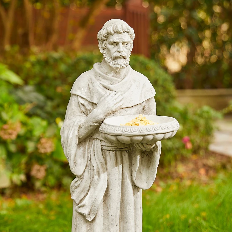 Glitzhome® 32.75" St. Francis Garden Statue with Bird Feeder