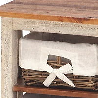 29" White Farmhouse Rattan Storage Unit