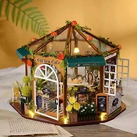 Wizardi Miniature Roombox: Wooden Coffee Shop Dollhouse Kit