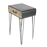 2ft. Black Iron and Wood Modern Accent Table