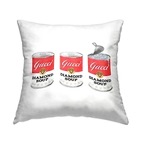 Stupell Industries Glam Diamond Soup Bold Iconic Red Can Throw Pillow, 18" x 18"
