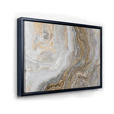 Designart - White Marble with Curley Grey and Gold Veins