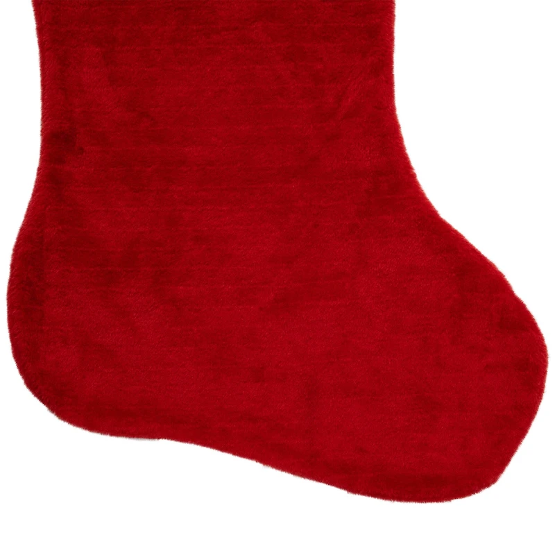 35" Traditional Red with White Cuff Plush Christmas Stocking